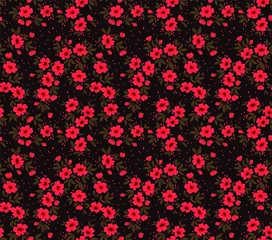 Papier Peint photo autocollant Petites fleurs Modèle sans couture de vecteur. Joli motif en petite fleur. Petites fleurs rouges. Fond marron foncé. Fond floral de petites fleurs. L& 39 élégant modèle pour les imprimés de mode.