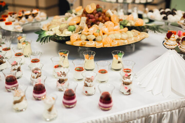 Buffet with a variety of delicious sweets, food ideas, celebration