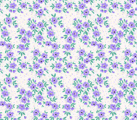 Vector seamless pattern. Pretty pattern in small flower. Small light blue flowers. White background. Ditsy floral background. The elegant the template for fashion prints.