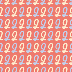 Digit 2 vector repeat pattern. Hand written number two seamless illustration background.