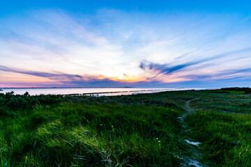 Sunset on the North Sea beach in East Frisia in early summer