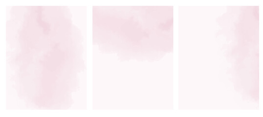 Delicate Abstract Geometric Vector Layouts. Pink Blurred Painted Stain on a Light Pink Background. Pastel Pink Cloudy Sky Vector Design. Blanks without Text. 