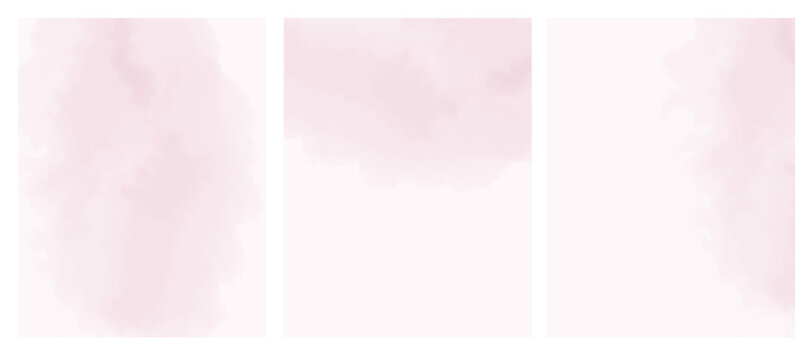 Delicate Abstract Geometric Vector Layouts. Pink Blurred Painted Stain on a Light Pink Background. Pastel Pink Cloudy Sky Vector Design. Blanks without Text. 