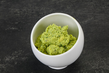Avocado guacamole sauce with chili pepper
