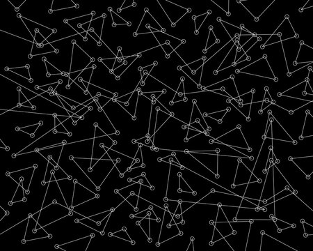 Abstract Vector background with white triangles on black background