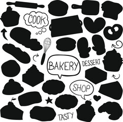 Bakery Silhouette Clip Art Vector Icons Food pastry.