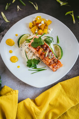 Glazed Salmon With Steamed White Rice