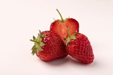 close up of strawberry on white background with clipping path