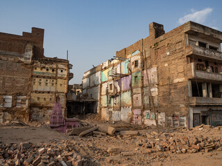Demolished buildings to bring out small temples, as part of the newly planned Kashi-Vishwanath...