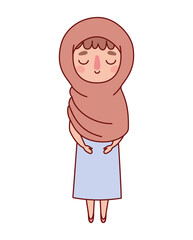 Muslim woman cartoon with traditional cloth vector design