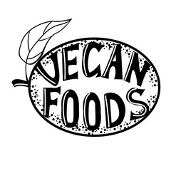 Lettering, vegetarian food on isolated background