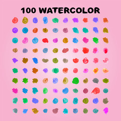 Set of 100 colored watercolor backgrounds