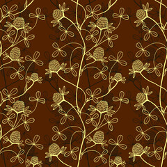 Clover plants seamless pattern. Vector stock illustration eps 10. Outline. Hand drawing