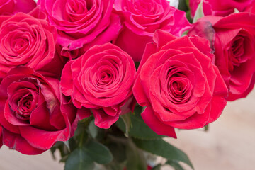 Multi-colored bouquet of red, pink and white roses