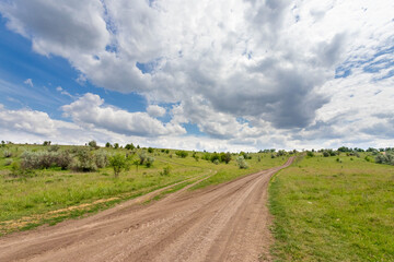 Fototapeta na wymiar rural field landscape with road