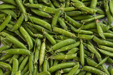 A lot of fresh and tasty green peas. Healthy food