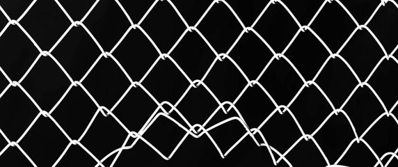 Fototapeta premium damage wire mesh on black background