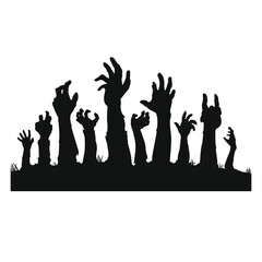 Zombie Hands. Night Flyer Happy Halloween. Design Terror Vector Art Concept.