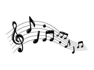 Music notes on Scale. Vector illustration