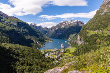 Obraz na płótnie Canvas Geirangerfjord beautiful landscape of montains and fjord in Norway