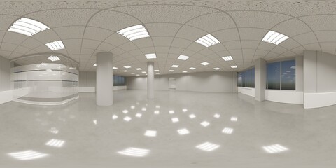 interior visualization, spherical panorama, 3D illustration