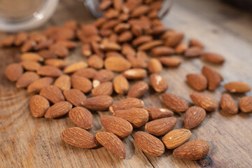 Tasty almonds. Healthy and nutritious food