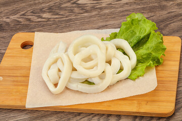 Raw squid rings for cooking