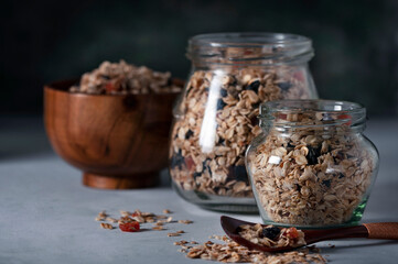 Healthy food, granola for breakfast