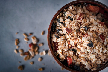 Healthy food, granola for breakfast