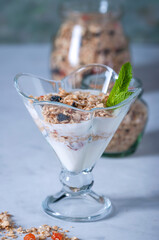 Healthy food, granola for breakfast