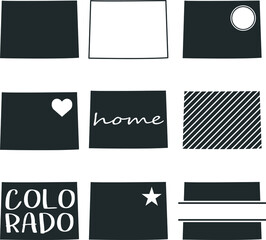 Colorado USA Map. Symbol Icon Set. Flat Vector Art Design. Clip Art Logo Collection.