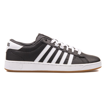 VIENNA, AUSTRIA - AUGUST 10, 2017: K-Swiss Hoke EQ CMF black and white sneaker on white background.