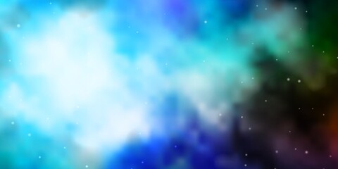 Light Blue, Green vector background with colorful stars. Decorative illustration with stars on abstract template. Best design for your ad, poster, banner.