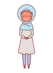 Muslim woman cartoon with traditional cloth vector design
