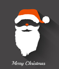 Santa Claus hat and beard template .Christmas Retro Santa Card - in vector