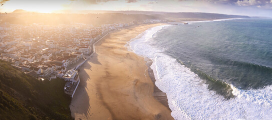 air view of Nazare beach Portugal