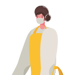 Female cook with mask vector design