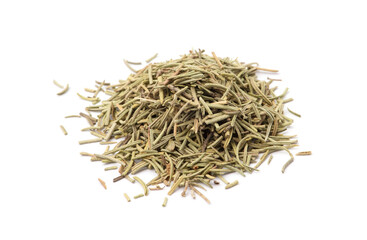 Dried natural rosemary spice isolated on white background