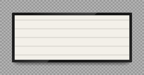 Retro lightbox for advertising or text banner. Vintage signboard in frame for cinema, theatre and events announcements. Lightbox or marquee signage mockup with shadow on transparent background. Vector