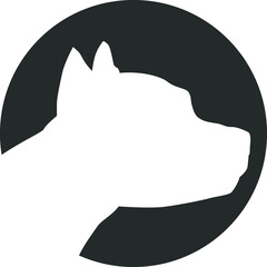 American Dog Symbol Icon Round Flat Vector Art Design Color Circle 