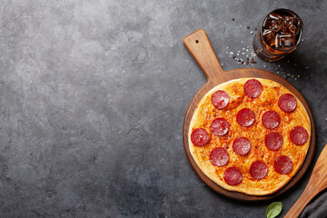 Tasty homemade pizza with pepperoni