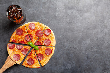 Tasty homemade pizza with pepperoni