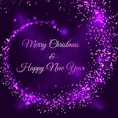 Vector Christmas Background with Stylized Falling Stars. Vector Merry Christmas and Happy New Year card design. Perfect as invitation or announcement. EPS 10