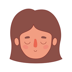 Head woman cartoon with brown hair vector design