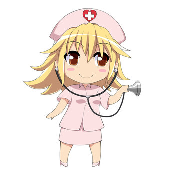 Cute anime nurse with stethoscope