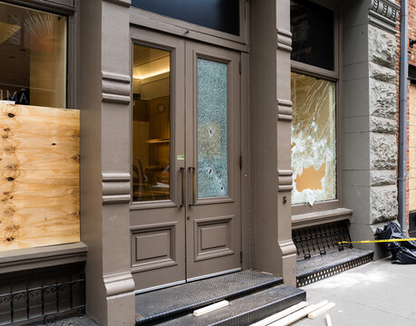 Broken Store Window After New York Black Live Matters Protest