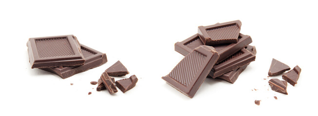 Roughly cut chunks of a chocolate bar