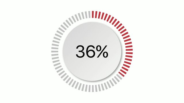Circle percentage diagrams from 0 to 100 for web design, user interface (UI) or infographic - indicator with red