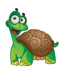 Obraz premium Smiling fun cartoon vector tortoise