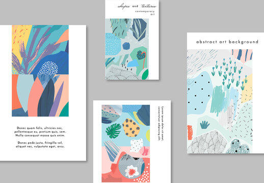 Set of Card Layouts with Abstract Decorations